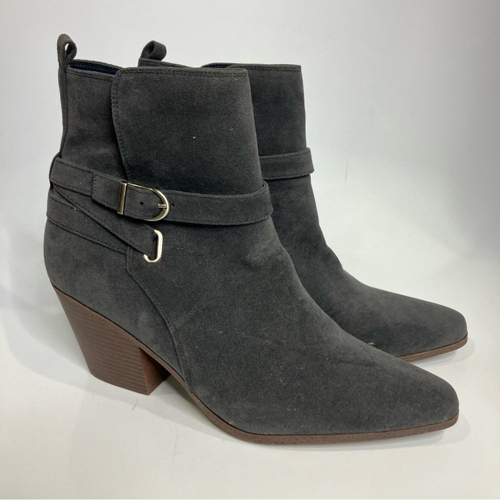 JF j. Ferrar gray faux leather ankle‎ boots heels womens size 10 professional